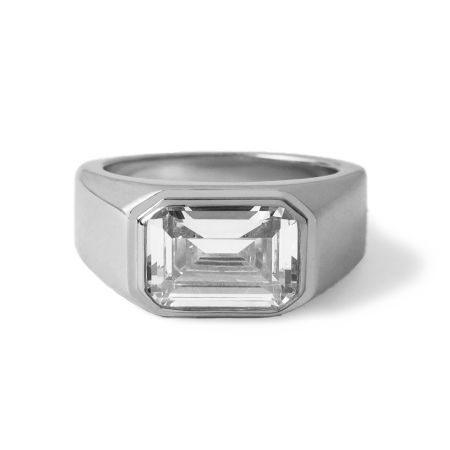 Square College Ring Silver