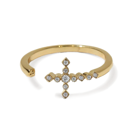 Forked Cross Ring Gold