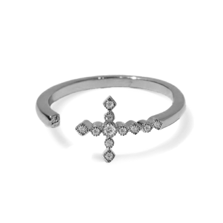 Forked Cross Ring Silver