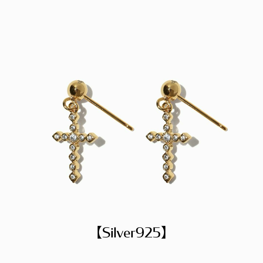 Cross Pierced【Silver925】 (Gold) | Infaction