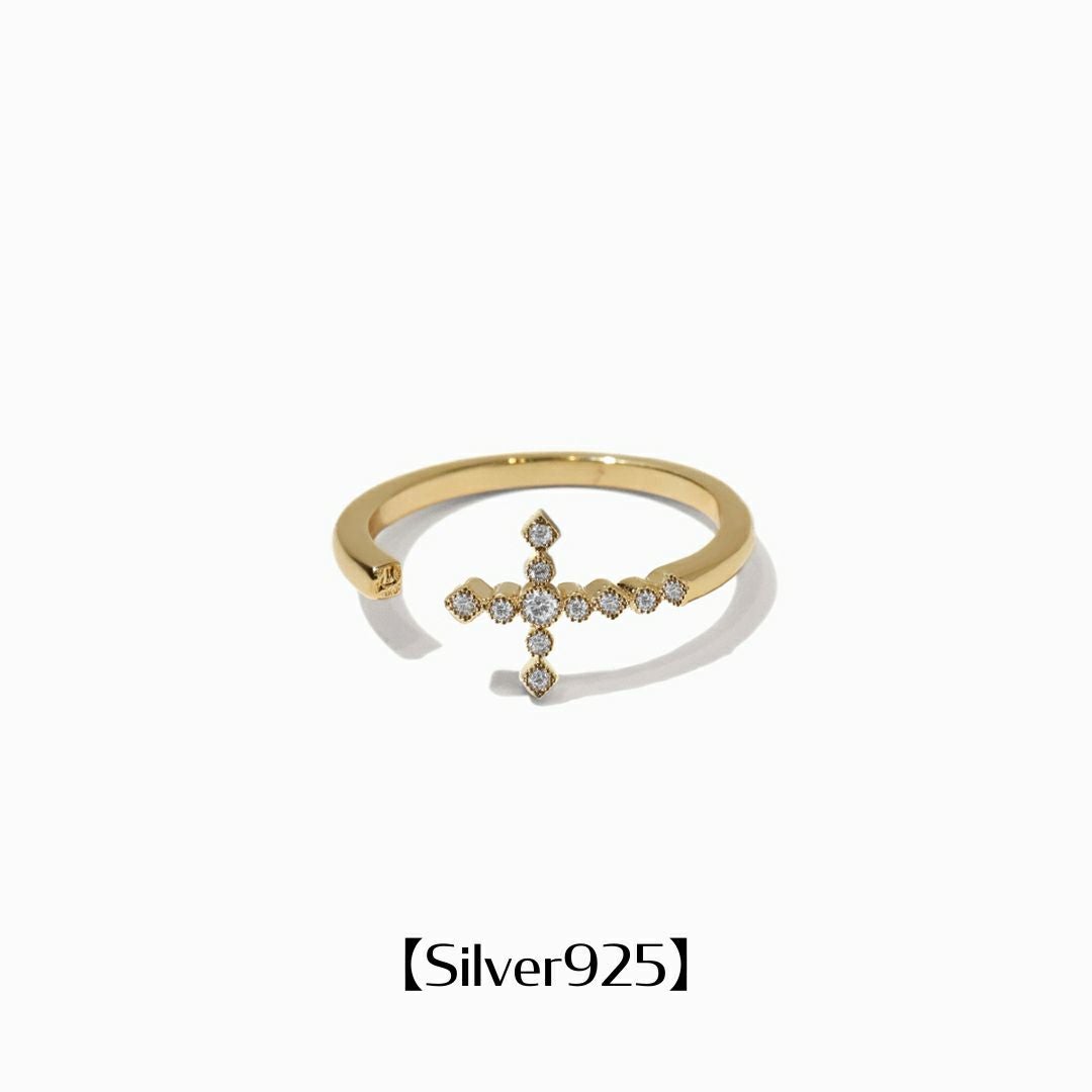 Forked Cross Ring【Silver925】（Gold） | Infaction