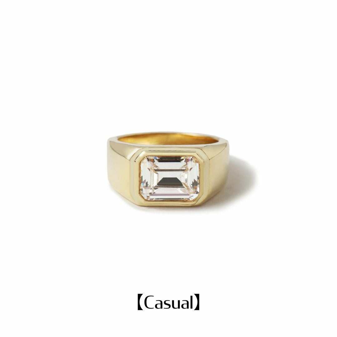 Square College Ring 【Casual】 （Gold） | Infaction